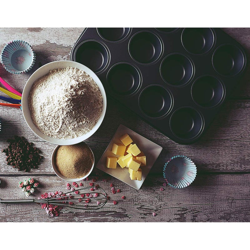 Kingrol 12-Cup Muffin & Cupcake Pans, Set of 3 Baking Pans, Non-stick Bakeware, 1.1" Deep - Image 4